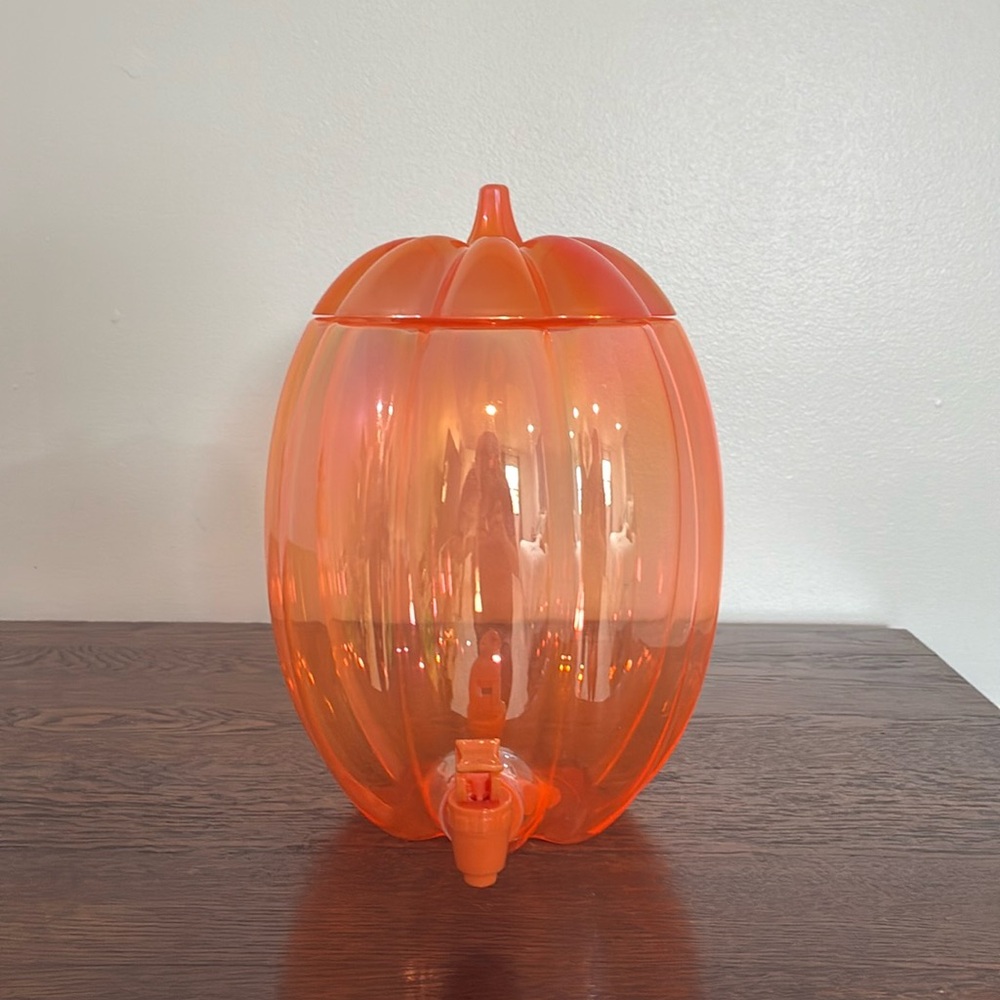 NWT- Iridescent Orange- Fall Pumpkin Shaped Cold Drink Dispenser 196floz